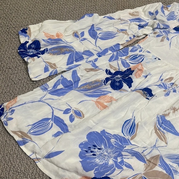 Free People Bella Floral Print Tunic Ivory Blue Combo S - Picture 7 of 9